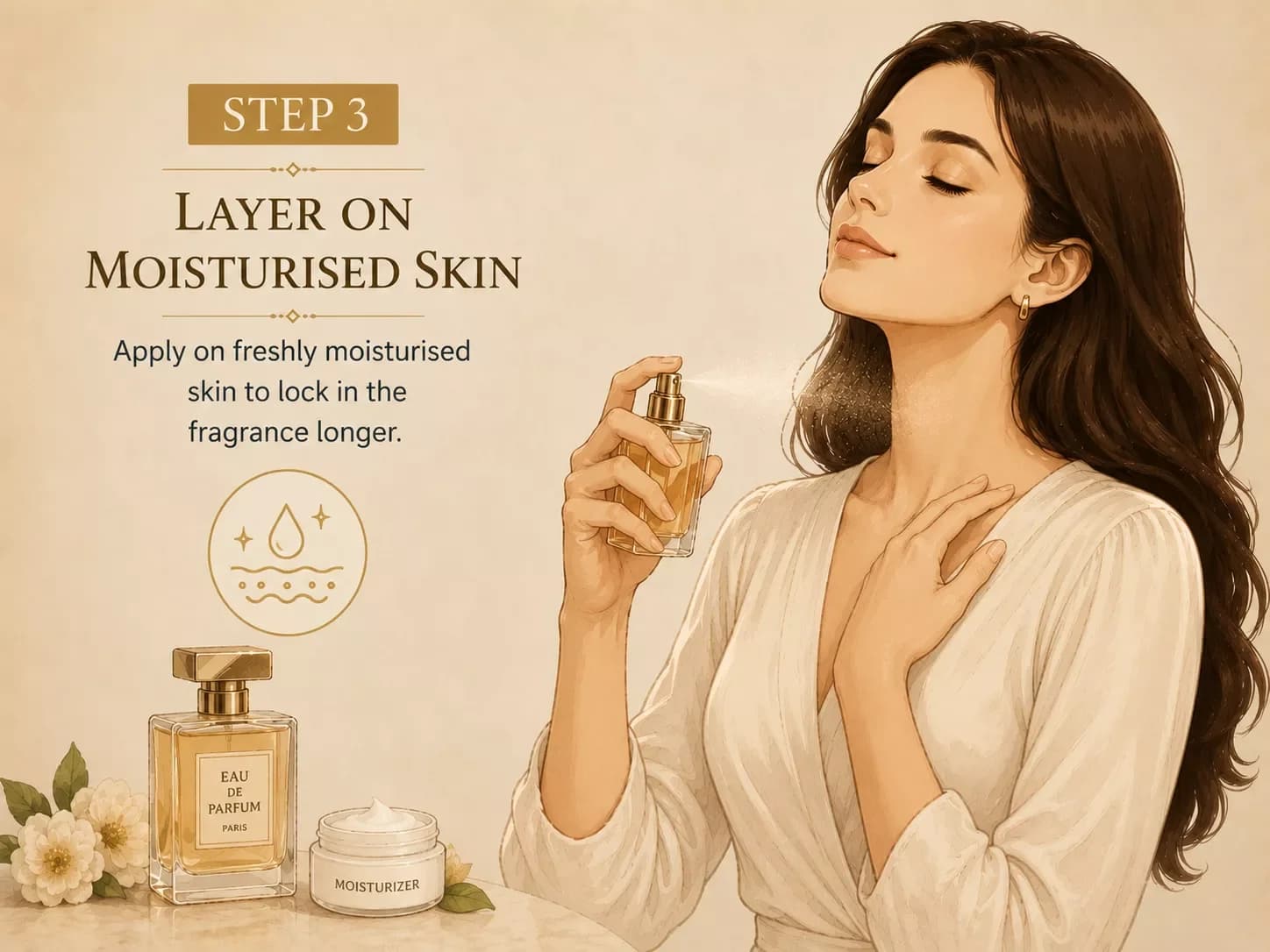 Layer on moisturised skin